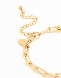 Waterproof Gold Plated Stainless Steel Hardware Chain Bracelet - link has visual effect only