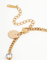 Waterproof Gold Plated Stainless Steel Cubic Zirconia Station Bracelet - link has visual effect only