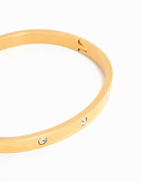 Waterproof Gold Plated Stainless Steel Diamante Hinge Bangle - link has visual effect only