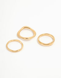 Waterproof Gold Plated Stainless Steel Organic Rings 3-Pack - link has visual effect only