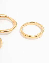 Waterproof Gold Plated Stainless Steel Organic Rings 3-Pack - link has visual effect only