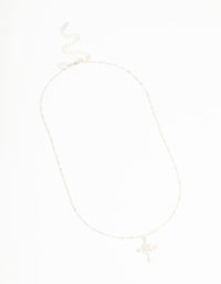 Silver Plated Cubic Zirconia Snowflake Cross Necklace - link has visual effect only