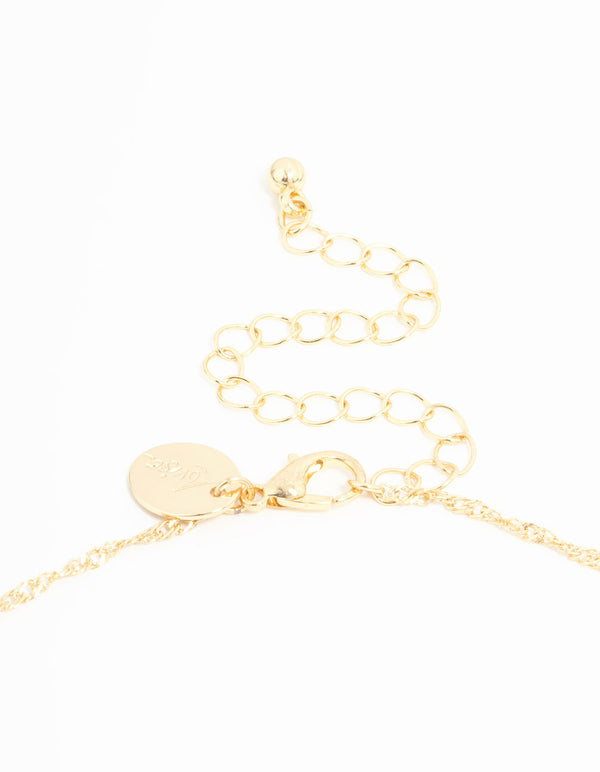 Gold Plated Red Diamante Pointed Cross Necklace & Stud Earrings Set