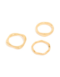 Waterproof Gold Plated Stainless Steel Organic Rings 3-Pack - link has visual effect only