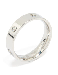 Waterproof Stainless Steel Cubic Zirconia Cocktail Band Ring - link has visual effect only