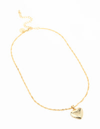 Gold Plated M Heart Locket Necklace - link has visual effect only