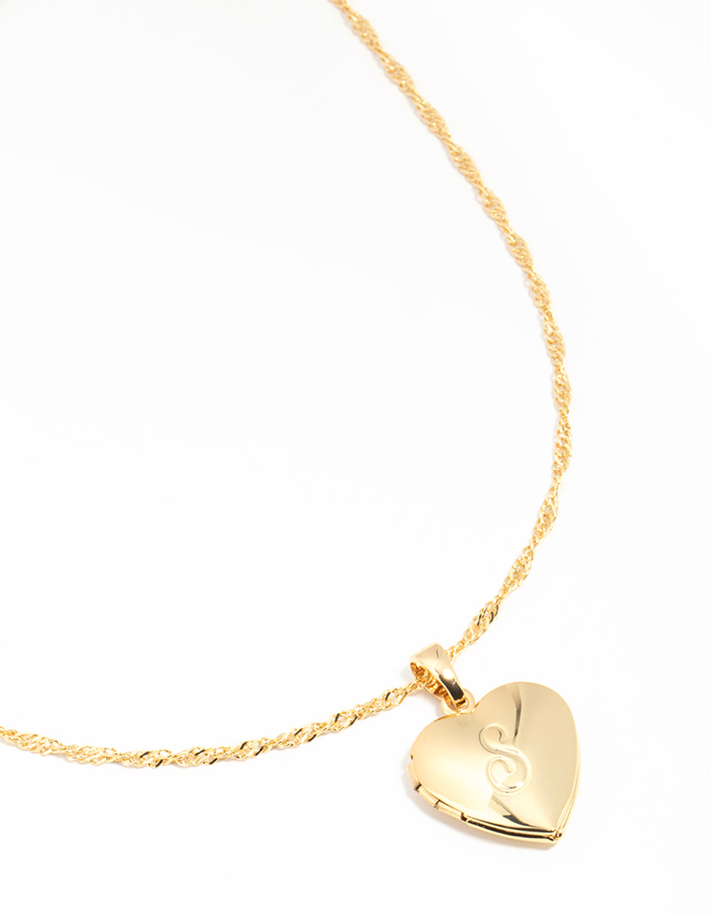 Gold Plated S Heart Locket Necklace