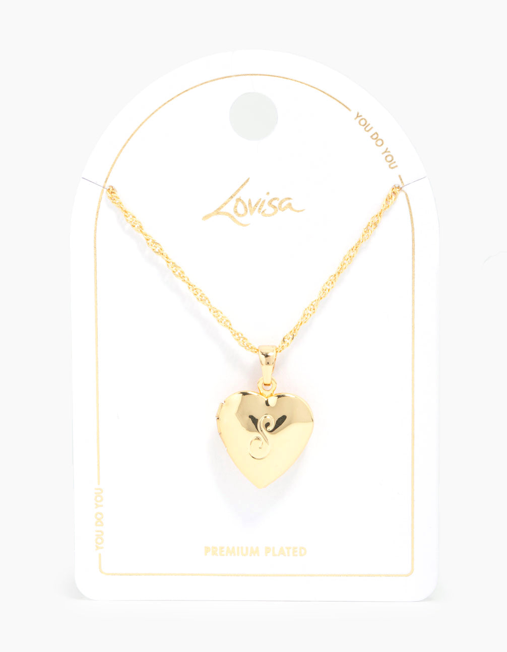 Gold Plated S Heart Locket Necklace