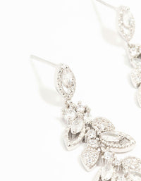 Silver Cubic Zirconia Cluster Leaf Drop Earrings - link has visual effect only
