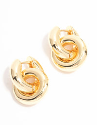 Gold Plated Rondell Huggie Drop Earrings - link has visual effect only