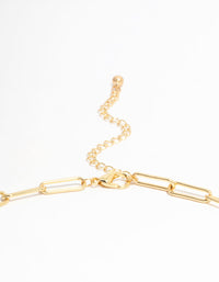 Gold Plated Oval Rondell Link Necklace - link has visual effect only