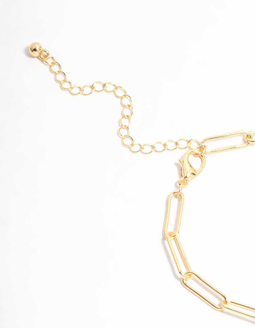 Gold Plated Mini Oval Rondell Link Bracelet