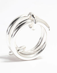 Silver Plated Stacked Ring With Connected Links - link has visual effect only