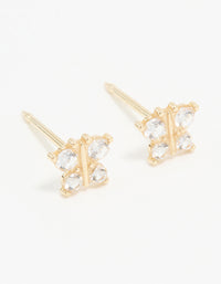 14KT Solid Yellow Gold Cubic Zirconia Butterfly Piercing Stud - link has visual effect only