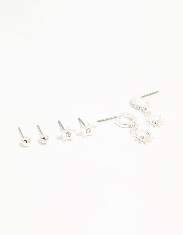 Silver Diamante Celestial 3-Pack Earrings