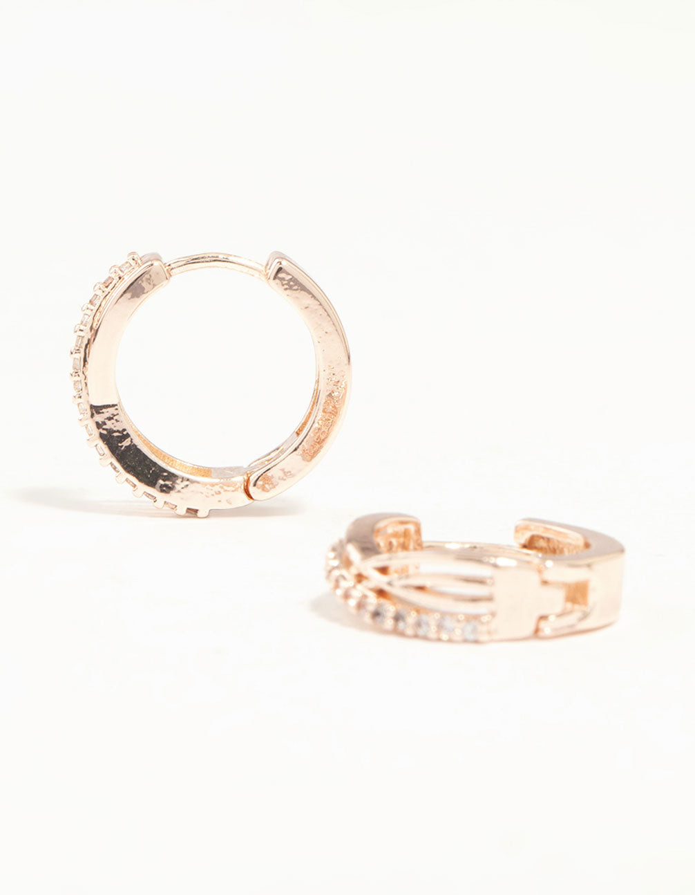 Rose Gold Mini Cubic Zirconia Twist Huggie Earrings