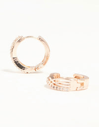 Rose Gold Mini Cubic Zirconia Twist Huggie Earrings - link has visual effect only