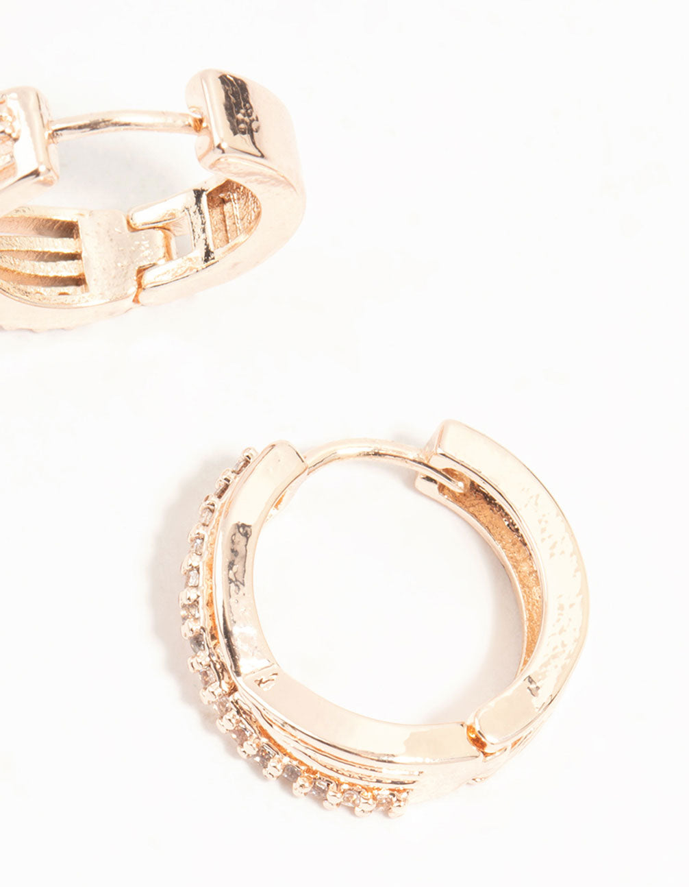Rose Gold Mini Cubic Zirconia Twist Huggie Earrings