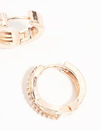 Rose Gold Mini Cubic Zirconia Twist Huggie Earrings - link has visual effect only