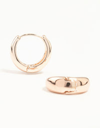 Rose Gold Plain Chubby Huggie Earrings - link has visual effect only