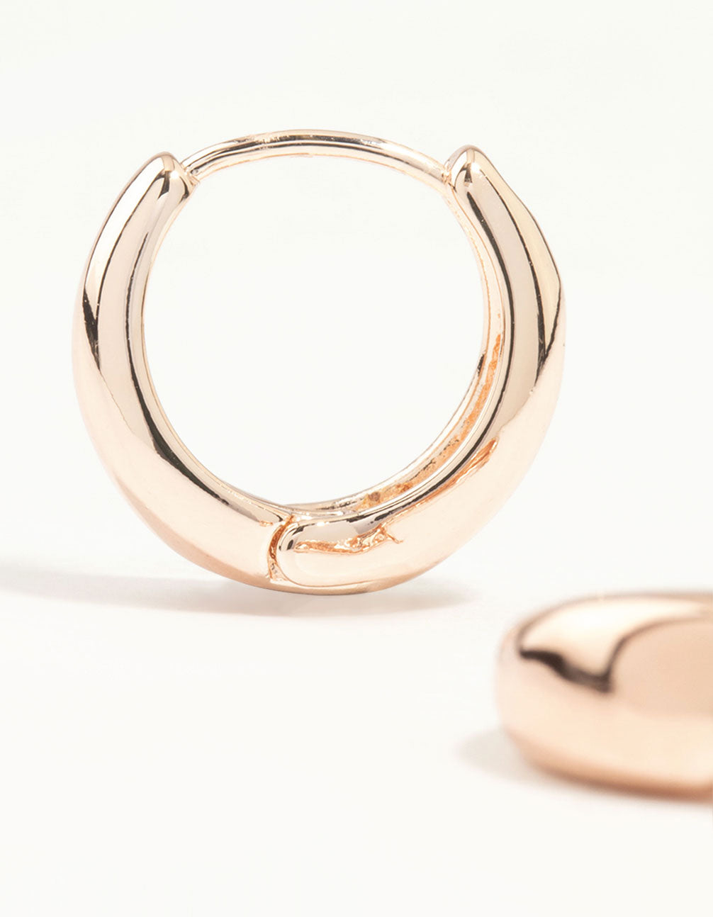 Rose Gold Plain Chubby Huggie Earrings