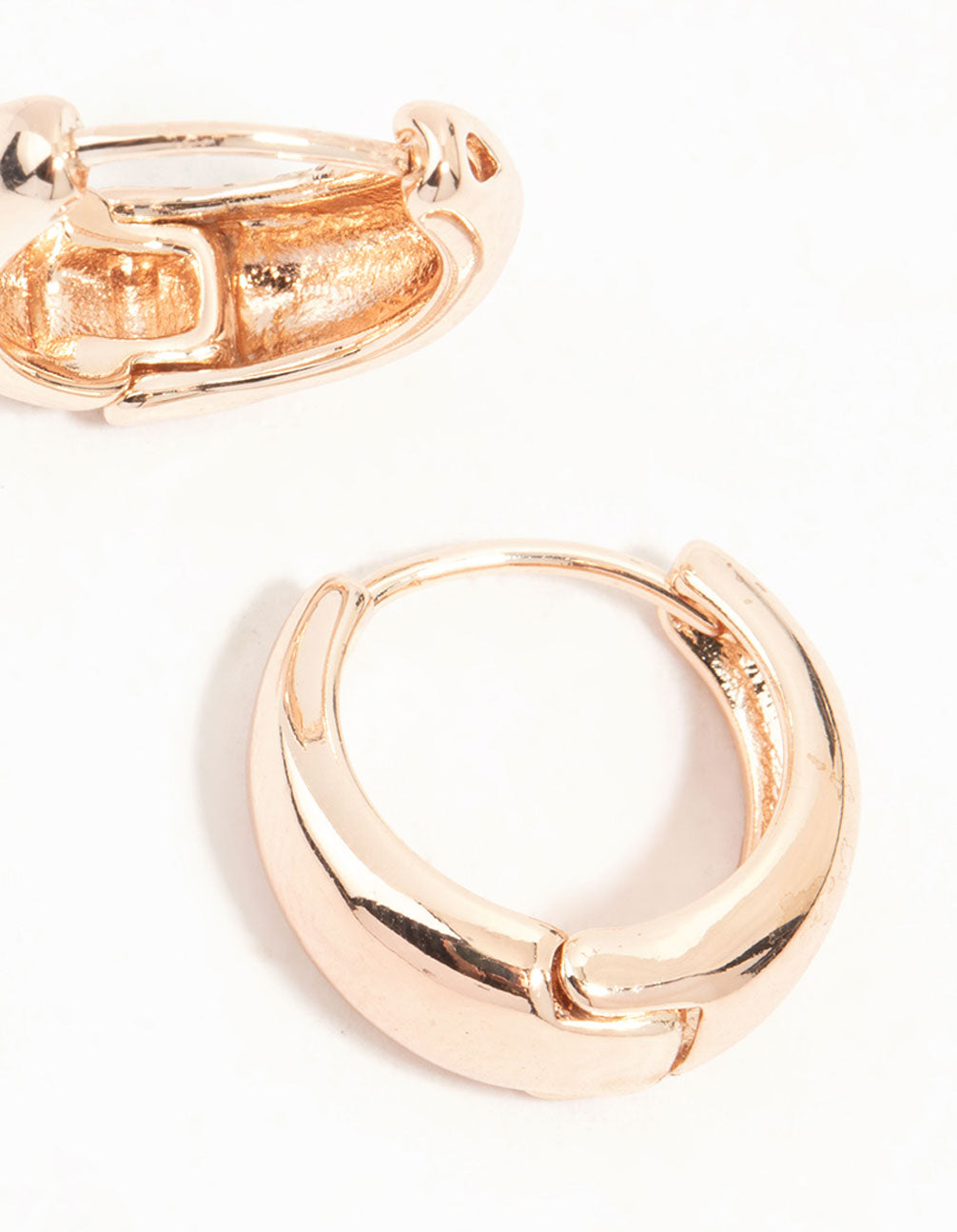 Rose Gold Plain Chubby Huggie Earrings