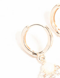Rose Gold Cubic Zirconia and Opal Drop Huggie Earrings - link has visual effect only