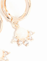 Rose Gold Cubic Zirconia and Opal Drop Huggie Earrings - link has visual effect only