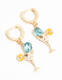 Gold Cocktail Drop Huggie Earrings - link has visual effect only