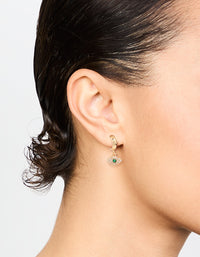Gold Cubic Zirconia Evil Eye Huggie Drop Earrings - link has visual effect only