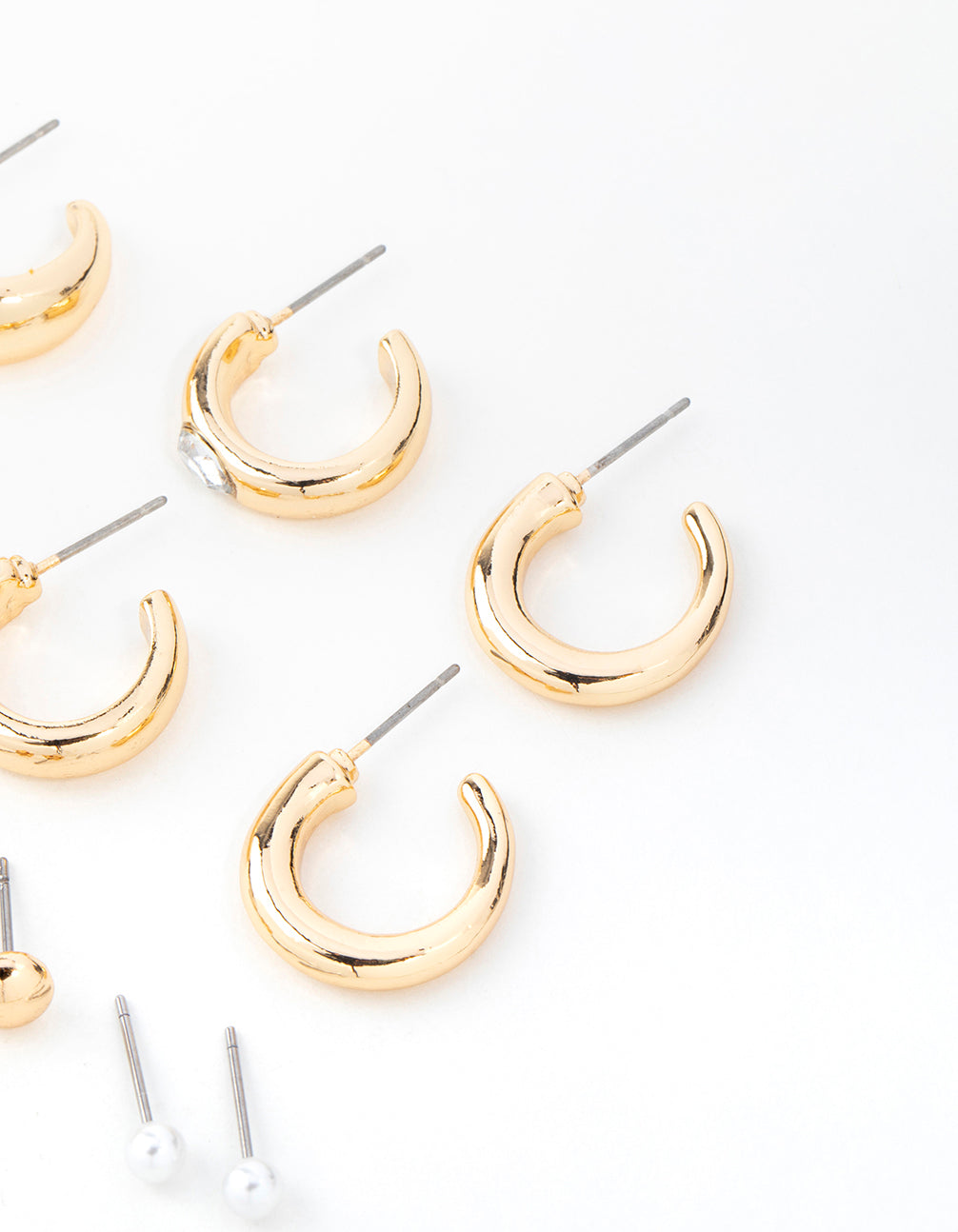 Gold Diamante Accent Hoop & Stud Earrings 6-Pack