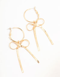 Gold Statement Bow Hoop Drop Earrings - link has visual effect only