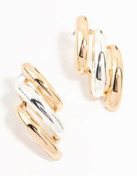 Gold & Silver Layered Stud Earrings - link has visual effect only