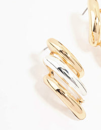 Gold & Silver Layered Stud Earrings - link has visual effect only