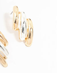 Gold & Silver Layered Stud Earrings - link has visual effect only