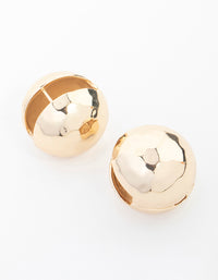 Gold Textured Disco Round Stud Earrings - link has visual effect only