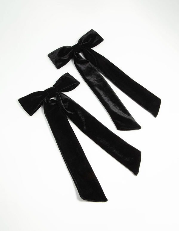Black Velvet Fabric Large Bows 2-Pack