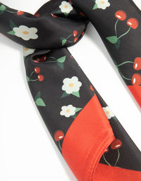 Red & Black Fabric Floral Cherry Scarf - link has visual effect only