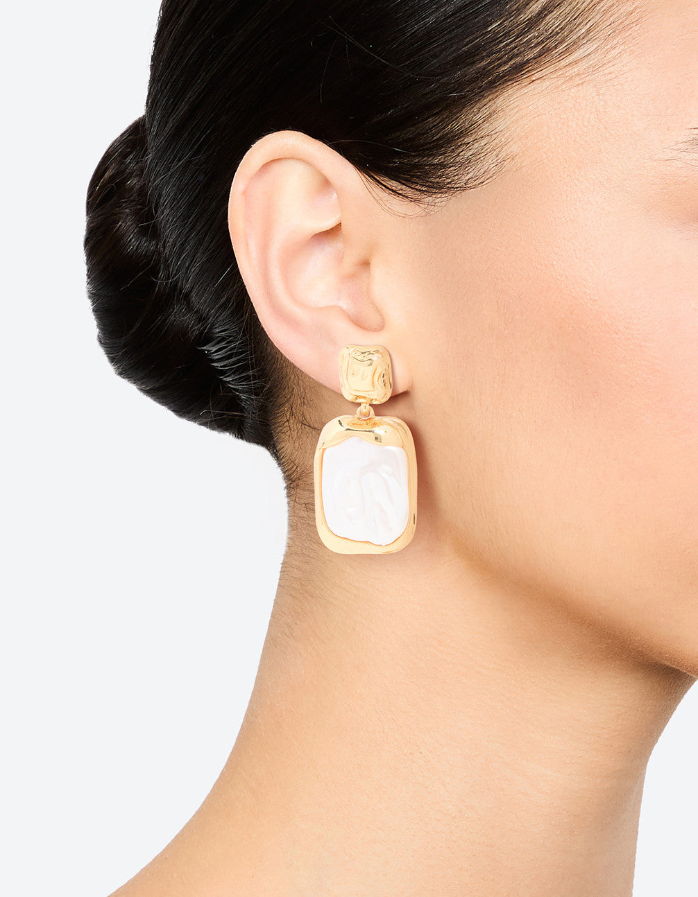 Gold Plated Molten Pearlescent Station Drop Earrings