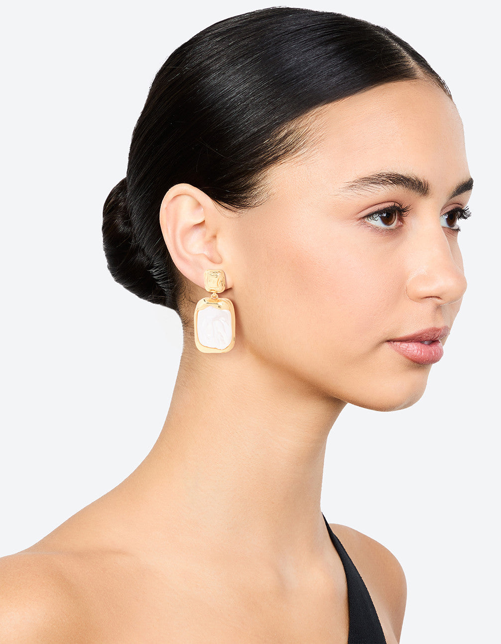 Gold Plated Molten Pearlescent Station Drop Earrings