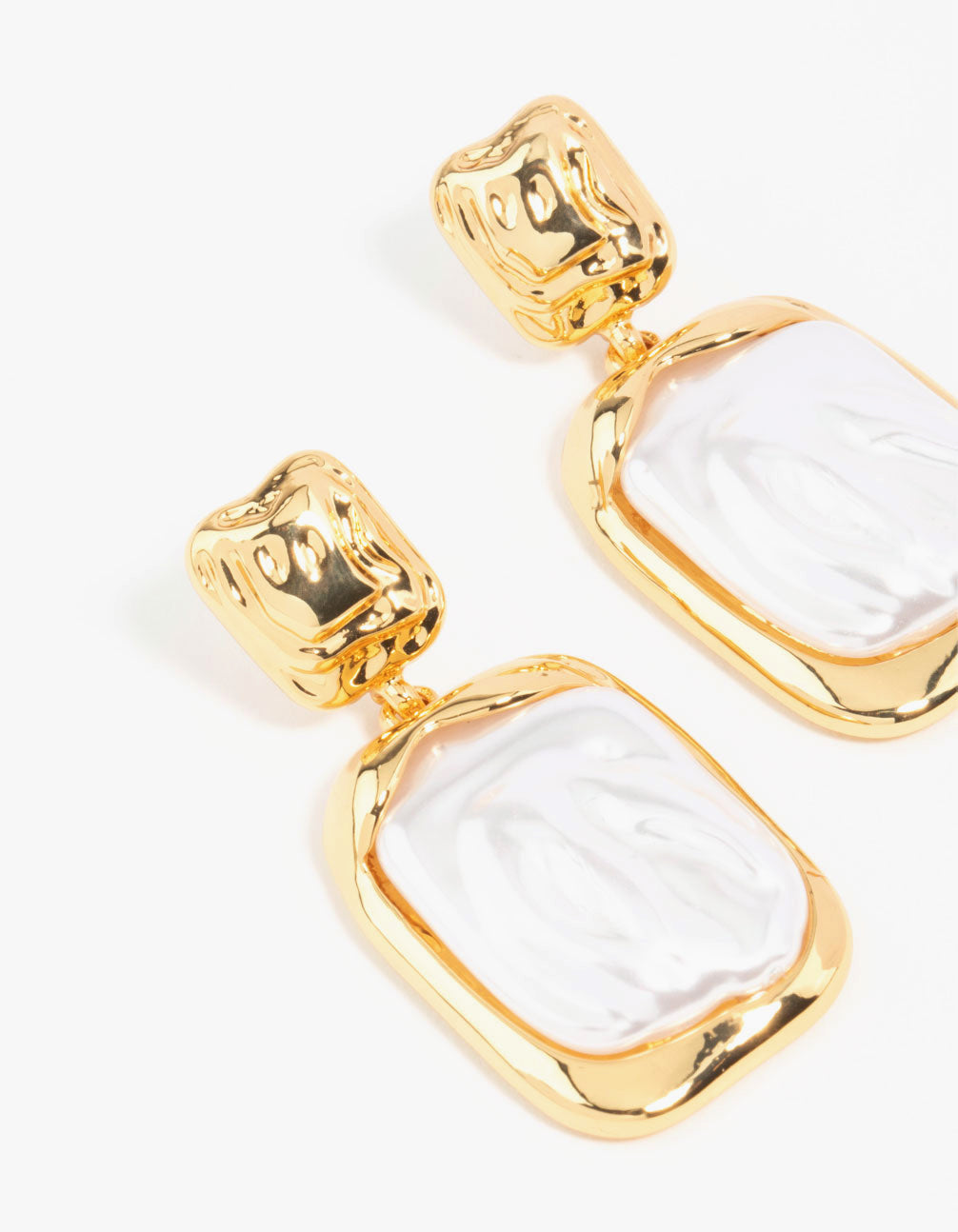 Gold Plated Molten Pearlescent Station Drop Earrings