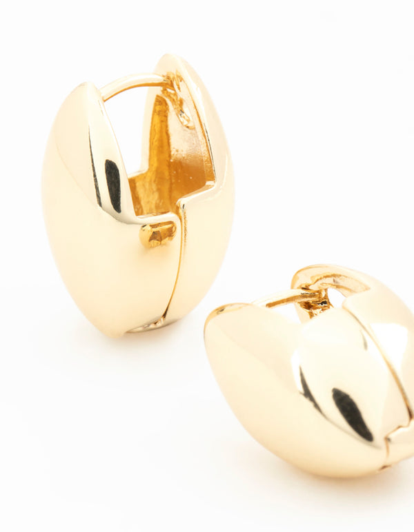 Gold Plated Pointed Huggie Earrings