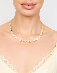 Gold Plated Oval Link Necklace - link has visual effect only