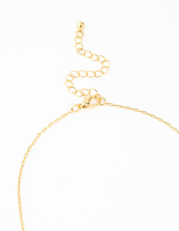 Gold Plated Rectangle Textured Tag Necklace