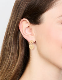 Gold Plated Heart Drop Earrings - link has visual effect only