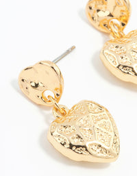 Gold Plated Heart Drop Earrings - link has visual effect only