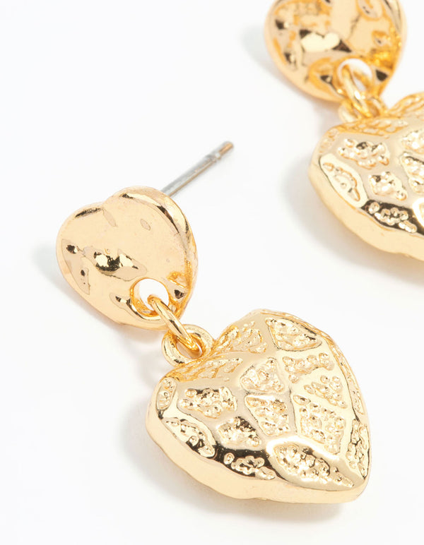 Gold Plated Heart Drop Earrings