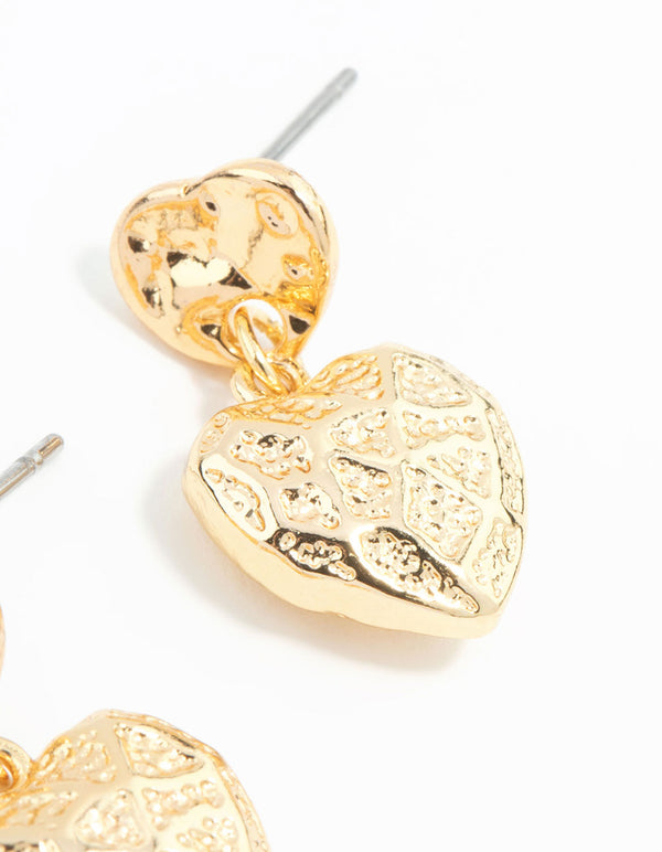 Gold Plated Heart Drop Earrings