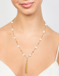 Gold Plated Pearl & Tassel Necklace - link has visual effect only