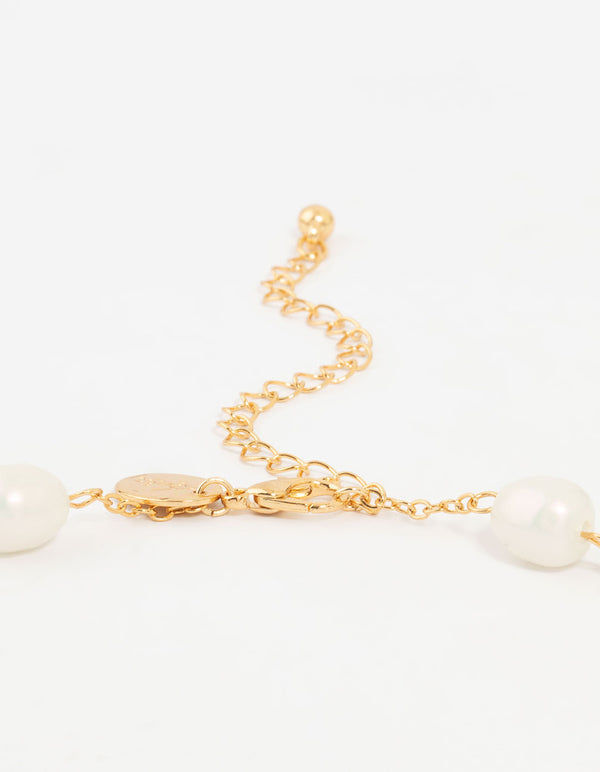 Gold Plated Pearl & Tassel Necklace